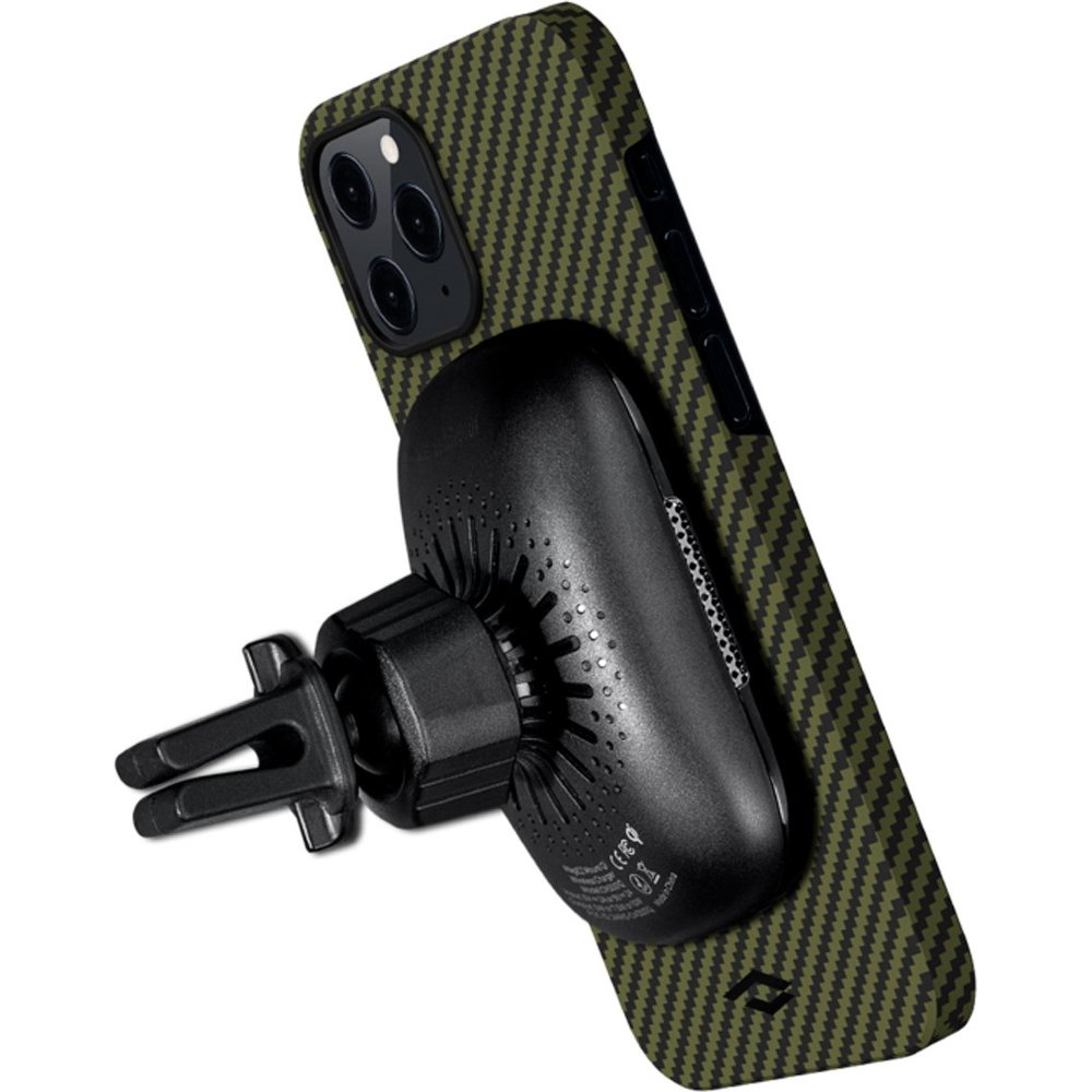 Чехол Pitaka MagEZ Case для iPhone 12 Pro Max, черно-зеленый, кевлар (арамид) 